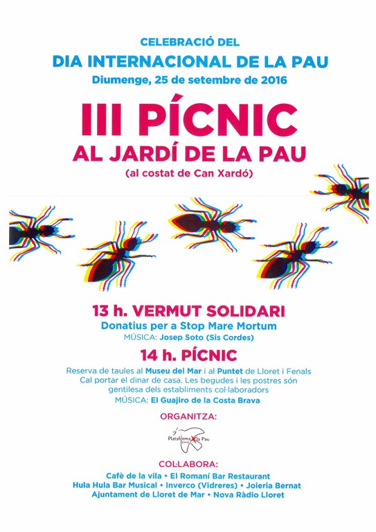 Plataforma per la Pau Lloret organitza la tercera edició del Pícnic per a celebrar el Dia Internacional de la Pau