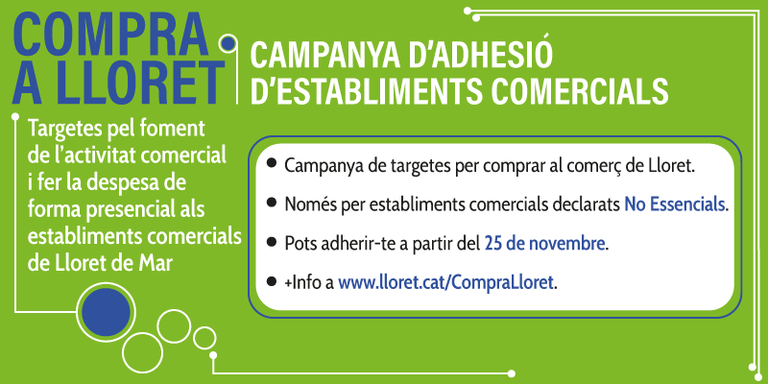 S’obre el període perquè establiments comercials i de restauració de Lloret de Mar s’adhereixin a la campanya “Compra Lloret”