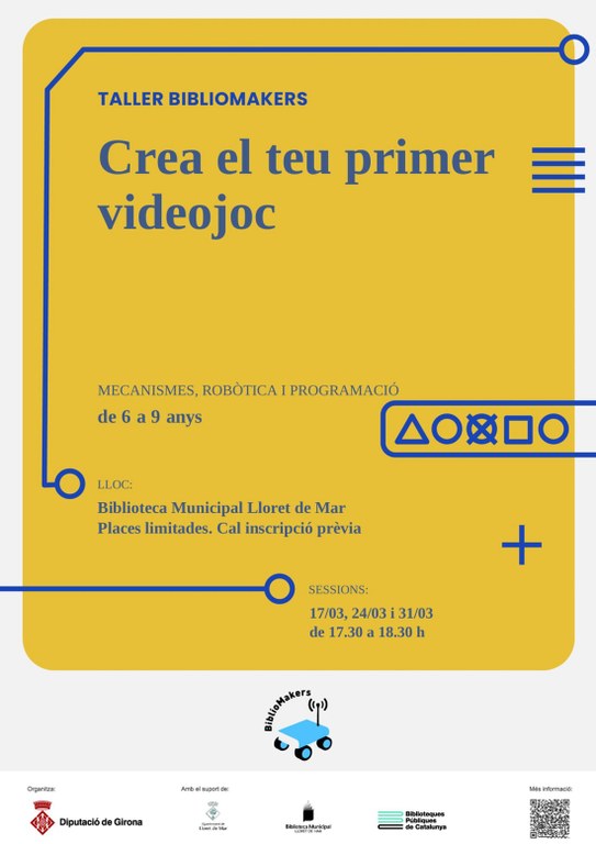 Taller Bibliomakers.  Crea el teu primer videojoc