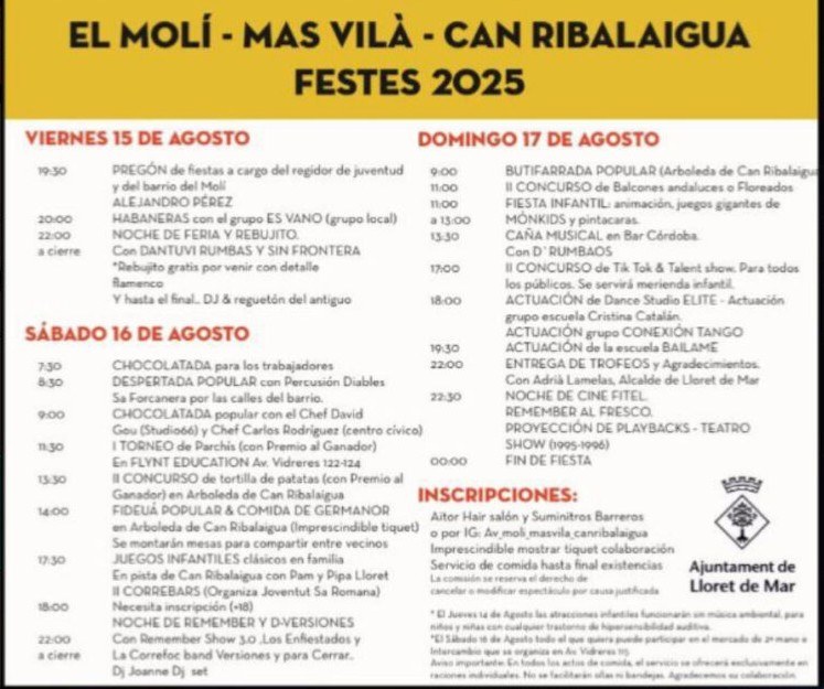 Festes el Molí, Mas Vilà i Can Ribalaigua 