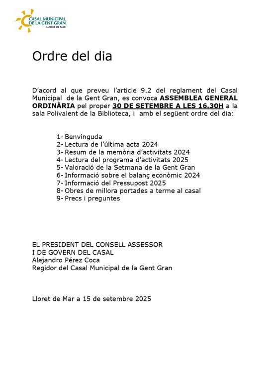Assemblea General Ordinària del Casal 