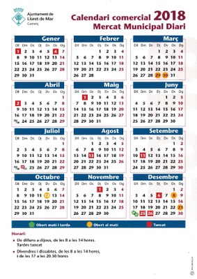 calendari CIAL Mercat diari 2018