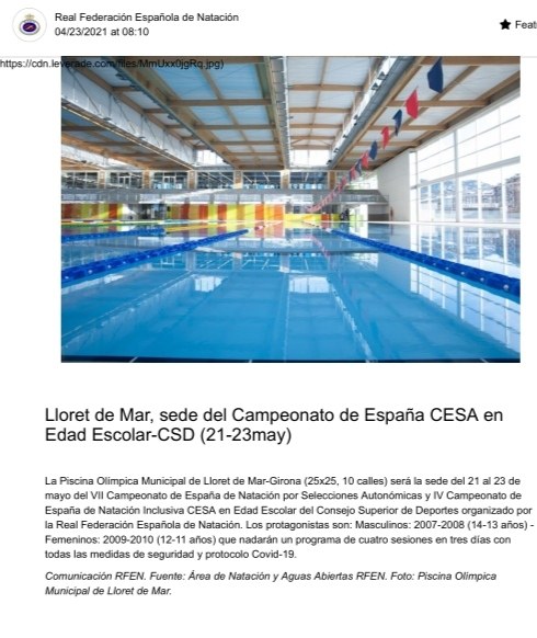 Campionat d'Espanya de Natació per Seleccions Autonòmiques i de Natació Inclussiva CESA en Edat Escolar